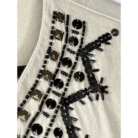 Chicos Beaded Boho India Short Sleeve Knit Top Blouse sz 2 / L (15 - Picture 4 of 8